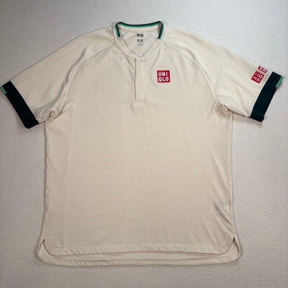 Uniqlo Other - Uniqlo Roger Federer Tennis Polo Men's L Cream RF 2021 Doha Dubai Qatar Henley